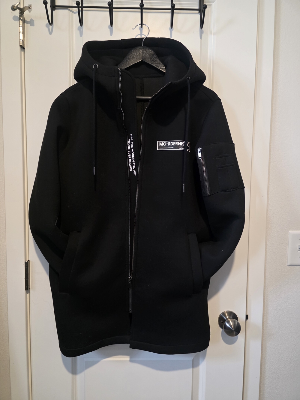 FRJ Jeans Korean Streetwear Longline Hooded Jacket | Black | Size 95